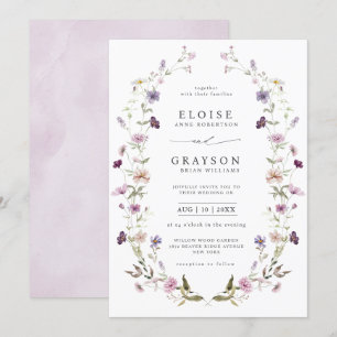 Stoffige Paarse Lavendel Wildflower Garden Wedding Kaart