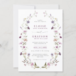 Stoffige Paarse Lavendel Wildflower Garden Wedding Kaart