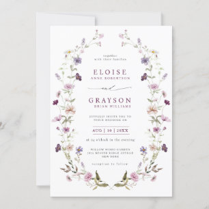 Stoffige Paarse Lavendel Wildflower Garden Wedding Kaart