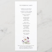 Stoffige Paarse Lavendel Wildflower Garden Wedding Programmakaart (Achterkant)