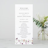 Stoffige Paarse Lavendel Wildflower Garden Wedding Programmakaart (Staand voorkant)