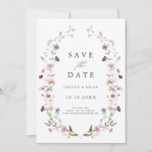 Stoffige Paarse Lavendel Wildflower Garden Wedding Save The Date (Voorkant)