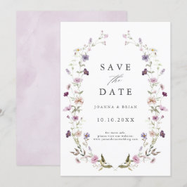Stoffige Paarse Lavendel Wildflower Garden Wedding Save The Date