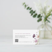 Stoffige Paarse Lavendel Wildflower Wedding Detail Informatiekaartje (Staand voorkant)