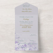 Stoffige Paarse lentebloemen bruiloft ALL-IN-ONE All In One Uitnodiging (Binnen)