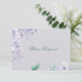 Stoffige Paarse lentebloemen bruiloft Informatiekaartje (Staand voorkant)