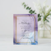 Stoffige paarse marineblauwe gouden INK bruiloft U (Staand voorkant)