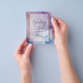 Stoffige paarse marineblauwe gouden INK bruiloft U Flyer (Hand)