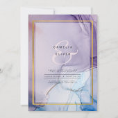 Stoffige paarse marineblauwe gouden INK bruiloft U Kaart (Voorkant)