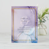 Stoffige paarse marineblauwe gouden INK bruiloft U Kaart (Staand voorkant)