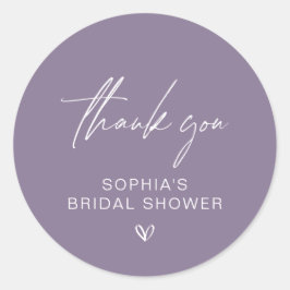 Stoffige paarse minimalistische bruidsbabyfeest be ronde sticker