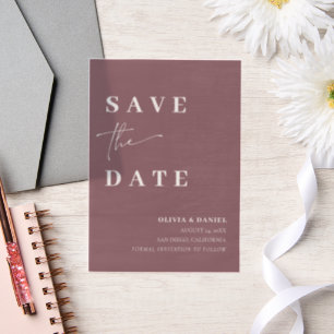 Stoffige Paarse minimalistische elegante save the Vellum Uitnodigingen