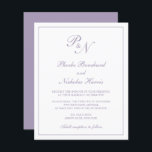 Stoffige Paarse Monogram Budget Bruiloft Uitnodigi<br><div class="desc">De traditionele uitnodiging van de de stijlbegroting van de bruiloft met een eenvoudig en klassiek ontwerp met uw twee monogram van het initiaal en uw namen in een elegante kalligrafie binnen een dunne grens. Alle ontwerpelementen zijn in stoffige paars over een witte achtergrond en kunnen in het het ontwerpuitgeven hulpmiddel...</div>