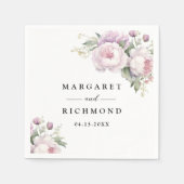 Stoffige Paarse pioen Elegante Bloemen Huwelijk Servet (Voorkant)