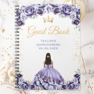 Stoffige Paarse Prinses Quinceañera Gastboek Notitieboek