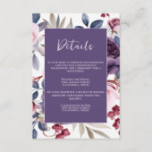 stoffige paarse roos bloemenbruiloft waterverf informatiekaartje (Voorkant)