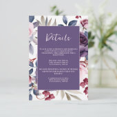 stoffige paarse roos bloemenbruiloft waterverf informatiekaartje (Staand voorkant)