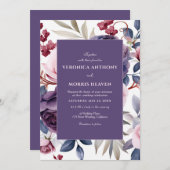 Stoffige paarse roos bloemenbruiloft waterverf kaart (Voorkant / Achterkant)