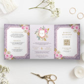 Stoffige Paarse Roze Bloemen Alles in één Kreeft b Drieluik Uitnodiging