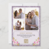 Stoffige Paarse Roze Bloemencode QR Code Wapen Huw Kaart (Achterkant)