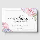 Stoffige Paarse & Roze Hydrangea bruiloft gastenbo Gastenboek (Voorkant)