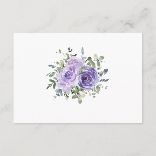 Stoffige Paarse Rozen Eucalyptus bruiloft details Informatiekaartje (Achterkant)