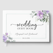 Stoffige Paarse rustieke bloemen bruiloft gastenbo Gastenboek (Voorkant)