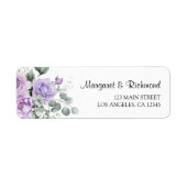 Stoffige Paarse rustieke bloemen bruiloft retour a Etiket (Voorkant)