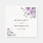 Stoffige Paarse rustieke bloemenbruiloft Servet (Voorkant)