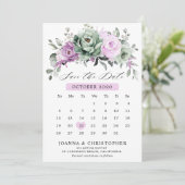 Stoffige Paarse Salie groene waterverf Bloemenbrui Save The Date (Staand voorkant)