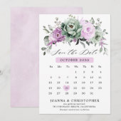 Stoffige Paarse Salie groene waterverf Bloemenbrui Save The Date (Voorkant / Achterkant)