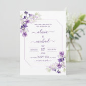 Stoffige Paarse Trouw Bloemige Groenelementen Kaart (Staand voorkant)