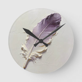 Stoffige Paarse Veer Impasto Organisch Modern Ronde Klok