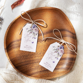 Stoffige Paarse vlinderbloem Cadeaulabel