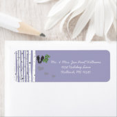 Stoffige Paarse  vogeltjes Birch Tree Etiket (Insitu)