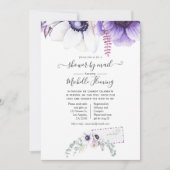 Stoffige paarse waterverf bloemachtige babyshower  kaart (Voorkant)