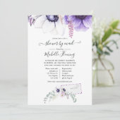 Stoffige paarse waterverf bloemachtige babyshower  kaart (Staand voorkant)