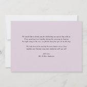 Stoffige paarse waterverf bloemenkrans bruiloft bedankkaart (Achterkant)