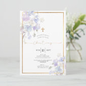 Stoffige Paarse Waterverf Sweet Peas Christening Kaart (Staand voorkant)