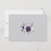 stoffige paarse witte bloemen grijs bedankkaart (Achterkant)