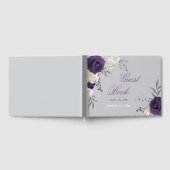 stoffige paarse witte bloemen grijze bruiloft gastenboek (Volledig)