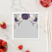 stoffige paarse witte bloemen grijze bruiloft servet (Insitu)