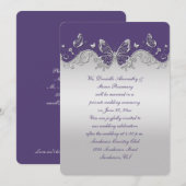 Stoffige Paarse Zilveren Vlinders Ontvangst Only Kaart (Voorkant / Achterkant)