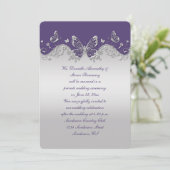 Stoffige Paarse Zilveren Vlinders Ontvangst Only Kaart (Staand voorkant)