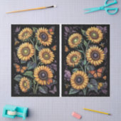 Stoffige Paarse Zonnebloem, Monarchen & Bijen Deco Tissuepapier (Craft)