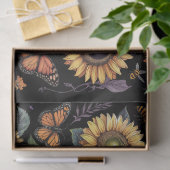 Stoffige Paarse Zonnebloem, Monarchen & Bijen Deco Tissuepapier (Geschenk)