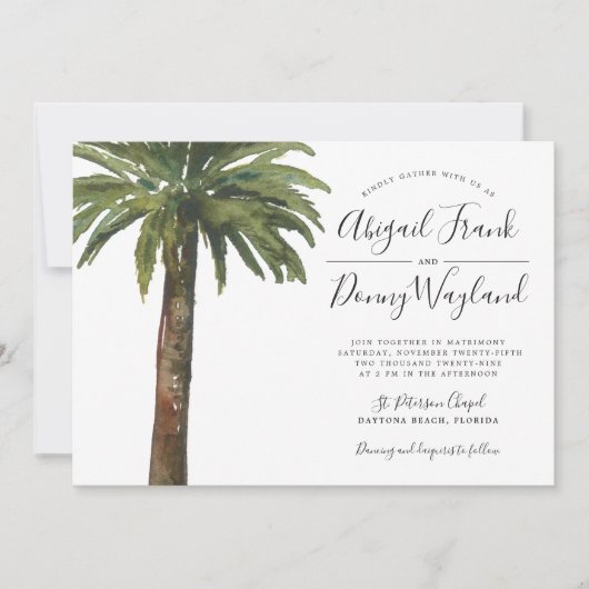 stoffige palm | Bruiloft Viering Zand Terug Kaart (Voorkant)