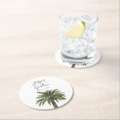 stoffige palm | Strand-thema Ronde Kartonnen Onderzetter (Insitu)