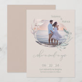 Stoffige Palomino Roos Blad Foto Save The Date (Voorkant / Achterkant)