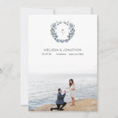 Stoffige pastelblauwe bloemen bruid save the date (Voorkant)